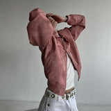 Mens Autumn Winter American Street Retro Distressed Suede Jacket Gender-Neutral Short Loose Casual Trend Biker Jacket Unisex