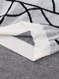 New Popular Autumn and Winter Broken Pattern Pullover Sweater Casual Round Neck Contrast Color Knitted Men's Pullover