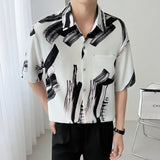Slim Fit Printed Shirt Men Comfortable Trendy Fashion Youth Casual Stylish Top 2025 New Hot Sale Modern Print Shirt short sleeve