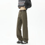 Vintage Men's Casual Pants Cotton Classic Solid color Retro Harajuku Spring Loose Falling Straight Canvas slacks