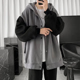 Hong Kong Wind Leisure Cardigan Coat Men 2024 Autumn New Korean Version of The Trend Splicing Loose Hoodie Lovers