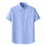 Brand Short Sleeves Oxford Shirts Men 100% Cotton Business Striped Shirts for Man Casual Slim-fit Tops Men
