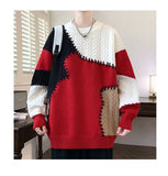 American street style men and women trendy personalized round neck sweater couple winter high street loose retro casual knitted