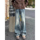 American Street Spring and Autumn Men and Women Trendy Hip Hop Straight Wash Jeans Couple Loose Retro Loose Casual Pants y2k