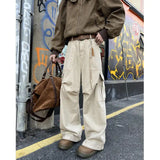 Cargo Pants Men Fashion Retro Pocket Casual Pants Men Japanese Streetwear Hip-hop Loose Wide Leg Pants Mens Vintage Trousers
