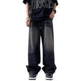 Men New Fashion Casual Baggy Jeans Male Wash High Waist Straight Wide Leg Solid Color Denim Pants High Street Comfortable Pants