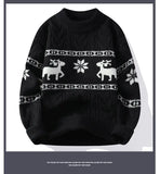 American style trendy street hip-hop personalized graphic round neck sweater for couples loose retro Harajuku knit casual top