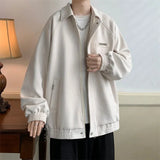 New Vintage Lapel Suede Bomber Jackets For Men Spring Casual Loose Zipper Cargo Jacket Hip Hop Fashion Y2K Cardigan Coats