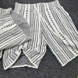 Vintage Knitted Shorts Male Striped Retro Pants Drawstring Half Pants Fabric Heavy Drooping Trendy  Capris Pants