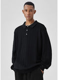 New British Retro Men Polo Neck Sweater Light Luxury Knit Loose Long Sleeve Pullover Casual Solid Color Premium Knitwear M-3XL