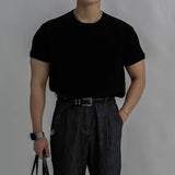 New Trend Men Gym T-shirts Light Luxury Popular Slim-fit O Neck Tees Leisure Breathable Tops Sport Style Short Sleeve Knitwear