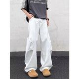 Pantalon Y2K Fashion Pleated White Baggy New Jeans Pants For Men Designer Clothes Straight Wide Leg Casual Long Trousers
