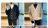 Men Cardigan Fashion Luxury Knitted Sweater Coats Trendy Japanese Retro V Neck Long Sleeve Jacket Casual Stylish Knitwear M-3XL
