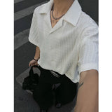 Mens Loose Fit Suit Collar Shirt Cool Comfort Advanced Fabric Summer Casual Trendy Breathable Stylish Modern Streetwear Design