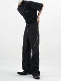 Cyber Y2K Fashion Zipper Split Black Baggy Jeans Pants For Men Clothing Straight Wide Leg Korean Casual Lady Long Trousers