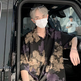 Summer Short Sleeved Shirt Men Retro Printed Shirt Mens Streetwear Loose Flower Shirts Mens Hawaiian Shirt Man Large Size 5XL