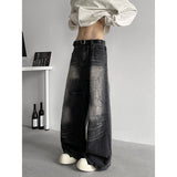 Jeans Men baggy Wide Leg Washed Marble Jeans Vintage Comfort Denim Pant Relaxed Fit Casual Trousers Trend Streetwear Urban Style