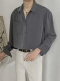 Mature Luxury Korean Clothes Loose Casual Long Sleeve Shirts for Men Spring Trend Ice Silk Drape Mens Shirts Top Quality