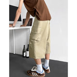 Summer Casual Pants Men Retro Pocket Wide Leg Pants Men Japanese Streetwear Hip-hop Loose Cargo Pants Man Cropped Trousers