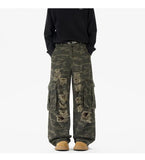 Ripped Camo Jeans Men 2025 New Loose Straight Leg Denim Pants Outdoor Hiking Trousers Casual Comfort Street Style Fashion
