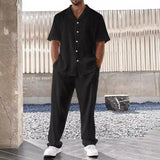 New Model Men's Business Casual Two-Piece Casual Daily Set Basic Shirt and Straight Pants Men's Fashion Sportswear Set