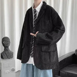 New Men's Academic stylec Long Sleeves Casual  Cotton Blend Loose Single Breasted Suit Jacket