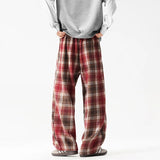 Autumn Thick Casual Pants Men Warm Fashion Retro Plaid Pants Men Streetwear Loose Wide Leg Pants Mens Vintage Trousers M-3XL