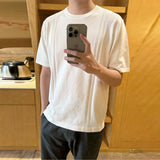 New Fashion Men Business Tops Light Luxury Leisure Knitted O Neck T-shirts for Man Popular Cleanfit Style Short Sleeve Knitwear
