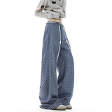 Men Checkered Casual Pants American Retro Loose Straight Pants Man Fashion Plaid Streetwear Spring New Hip Hop Trousers