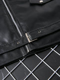 American Punk Vest Men 2025 Spring Autumn Short Sleeveless Motorcycle Style PU Leather Suit Collar Punk Vest Aesthetic