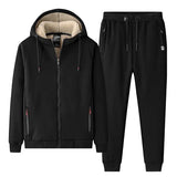 Mens Set Warm Cashmere Tracksuit Outerwear Winter Soild Color Men's Sets Thick Fleece Two Pieces Set Casual Brand Clothing