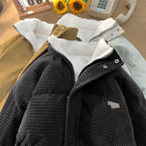 Korean style high street Harajuku men and women winter new retro loose casual couple thick corduroy trendy personalized top y2k