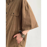 Japanese Summer Men Set Fashion Hooded Short Sleeved Shirt+Quick Drying Pockets Tooling Shorts 2-pcs Set Y2k Harajuku Trend Suit