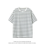 Summer Short Sleeved T-shirt Men Fashion Casual Striped T Shirt Men Streetwear Korean Loose White Tshirt Mens Top Plus Size 4XL
