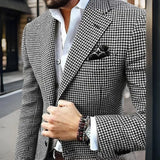 Slim Fit Men's Blazer Houndstooth Casual Italian Style Man Suit Jacket Notched Lapel 1 Pc Check Wedding Coat for Prom Party