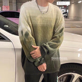 Double-headed Arrow Green Mohair Sweater For Men Women Loose Pullover Autumn Winter Jersey