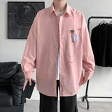 Shirts With Chain Men Loose All-match Spring New College Korean Style Popular Tops Casual Fashion Design Simple Turn Down Collar