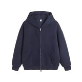 Cotton Solid Color Hooded Sweatshirt Autumn American Double Zipper Cardigan Gray Men's and Women's Loose Simple Daily Hoodies