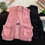 Summer Cargo Vest Men's Breathable Outdoor Leisure Waistcoat High-Quality Loose Fashion Multi-pocket Solid Thin Hot Vests