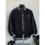 New Men's Casual Jacket Coat Embroidery Letter Logo Striped Patchwork College Baseball Jackets Zipper Outerwear Male Clothes