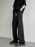 Men Casual Solid Pants Straight Drawstring Thin Breathable Advanced Fashion Shopper Chic Korean Style High Street Comfortable