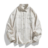 Spring Summer Men Long Sleeve Tie-Dye Shirts Men Y2K Vintage Cargo Shirt Korean Fashion Loose Streetwear Blouses Clothes