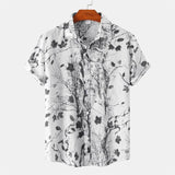 Men's Designer Hawaii Shirts Short Sleeve Lapel Tops New Fashion Flower 3d Print Street Hip Hop Casual Vintage Clothing Male 4XL