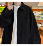 2025 Autumn Winter New Mens Long Sleeve Casual Corduroy Shirt Square Collar Loose Fit Classic Fashion Trendy Outdoor Comfort