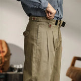 Japanese Vintage Amikaki Workwear Pants Men Spring Autumn Straight Casual Trousers Gentlemen Green Tough Rough Pants Old School