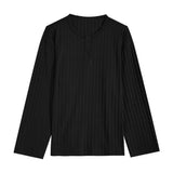 New Japanese Fashion Men Henry Collar T-shirt Light Luxury Solid Color Long Sleeve Tops Leisure Light Business Basic Shirt M-3XL