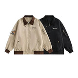 American Vintage Solid Coat Badge Patchwork Work Jacket Men's Spring Autumn New Korean Style Fashionable Retro Flight Jacket