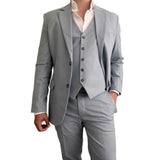3 Pcs Linen Wedding Suits for Men Summer Party Casual Style Groom Tuxedo Male Fashion Celebrity Suit Blazer with Vest Pants