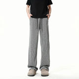 Summer Casual Pants Men Fashion Brown Straight Pants Men Streetwear Hip-hop Loose Ice Silk Trousers Mens Pleated Pants