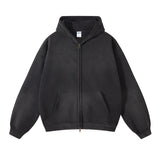 Men's Zip Up Hoodies Tie Dye Washed Double Oversize Cardigan Sweatshirt Loose Plus Plush Gradient Man Hooded Pullovers Winter